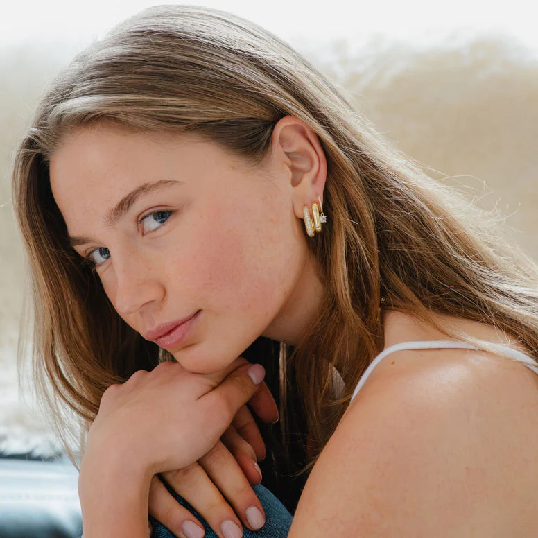 Bold Pavé U Hoop Earrings