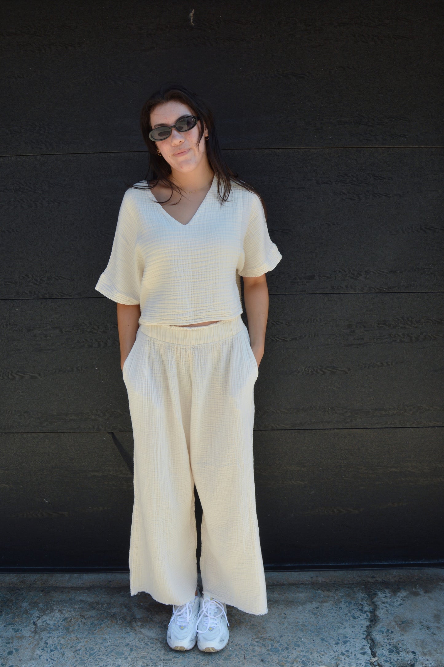 Crinkle Palazzo Pants