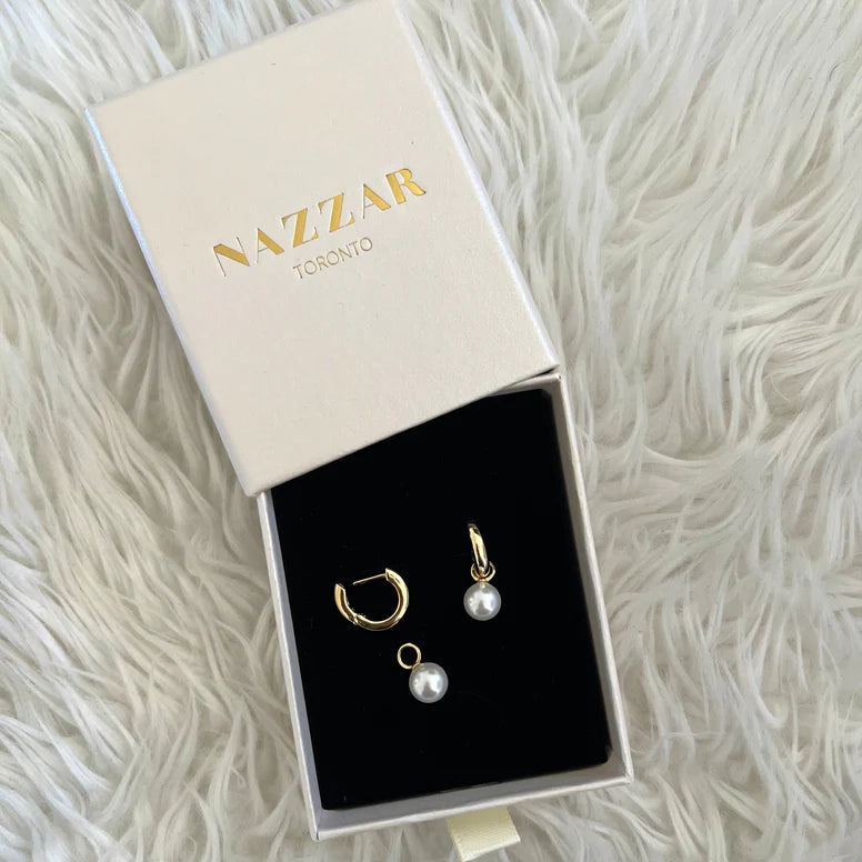 Pearl Charm Mini Hoop Earrings