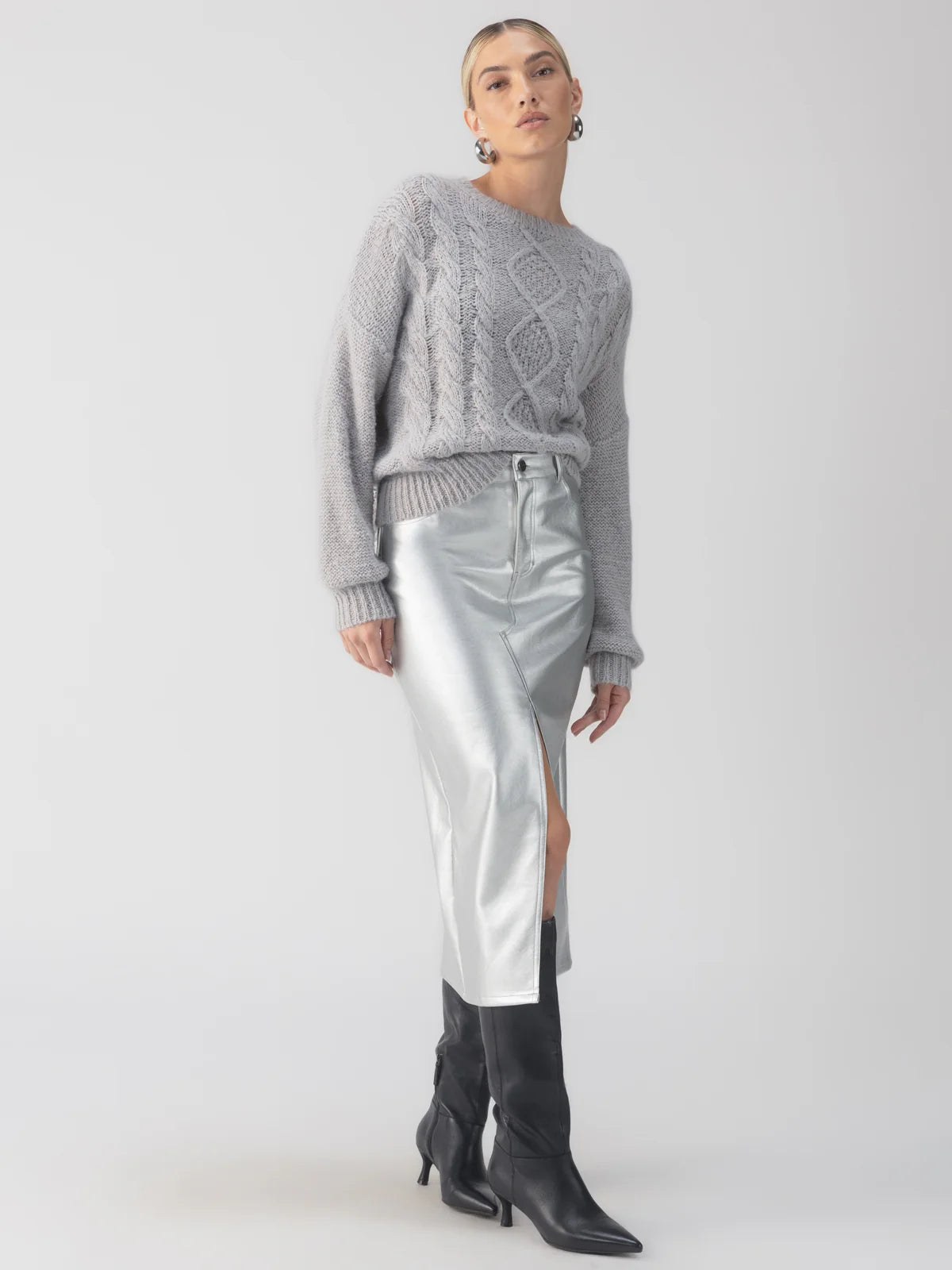 Leather Like Midi Skirt