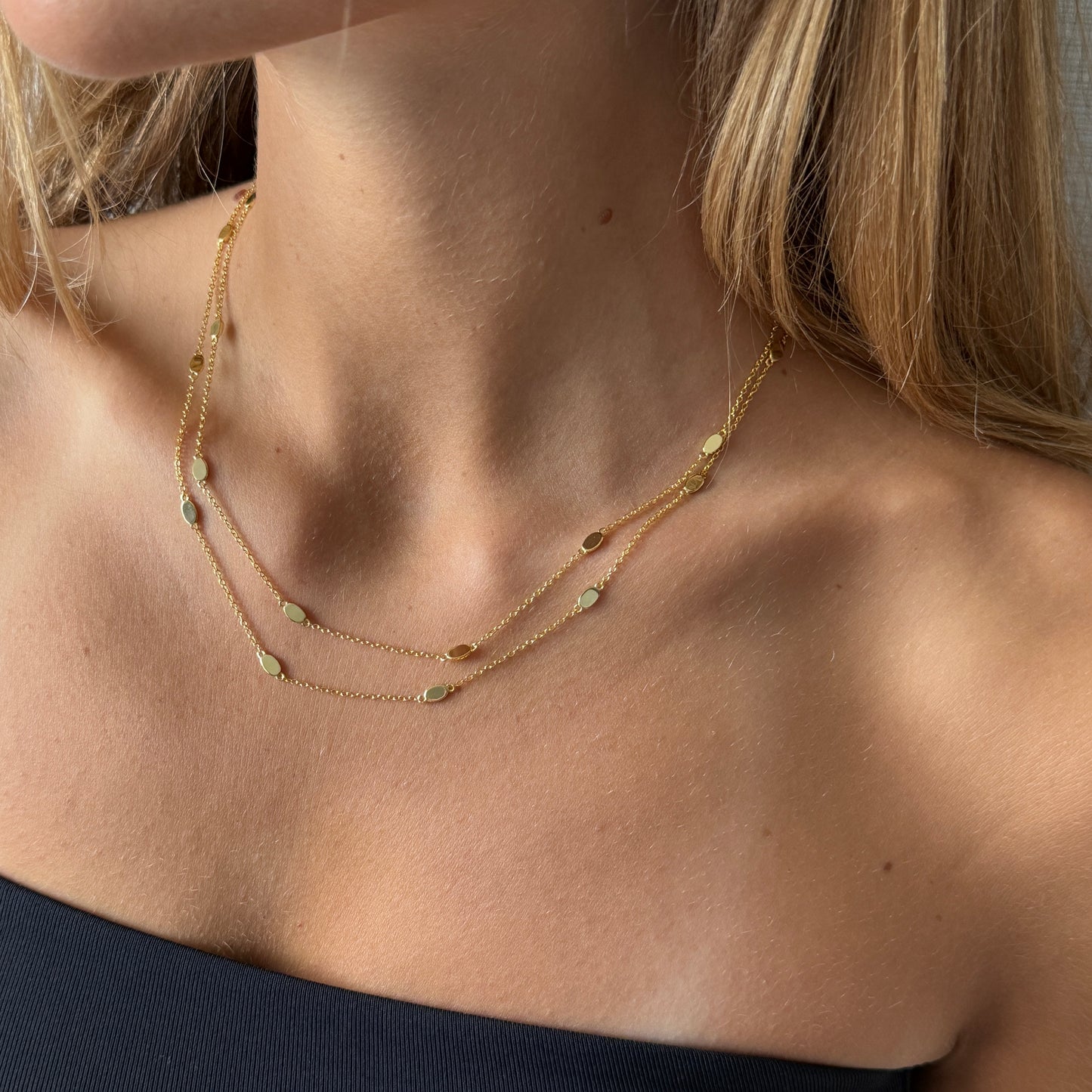 Oval Disc Station 2-Layer Necklace