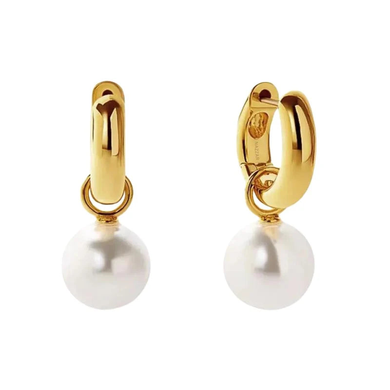 Pearl Charm Mini Hoop Earrings