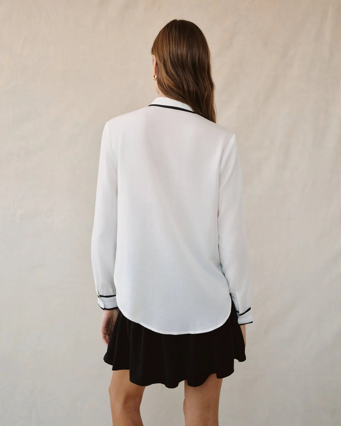Contrast Trim Long Sleeve Pullover
