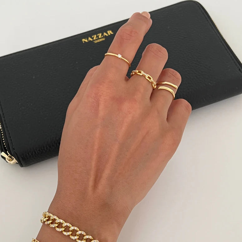 Zirconia Link Chain Ring