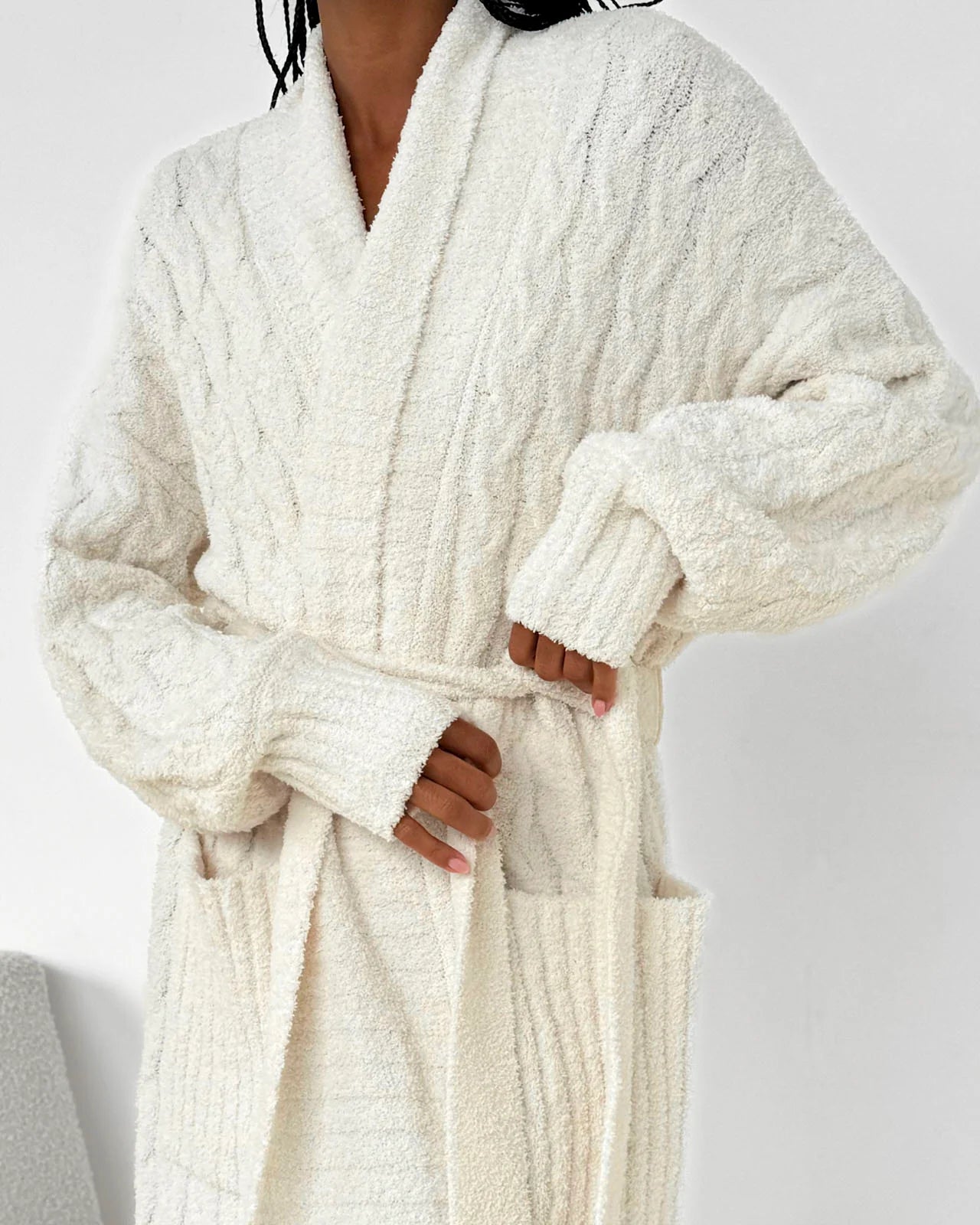Cozy Fuzzy PJ Cable Robe