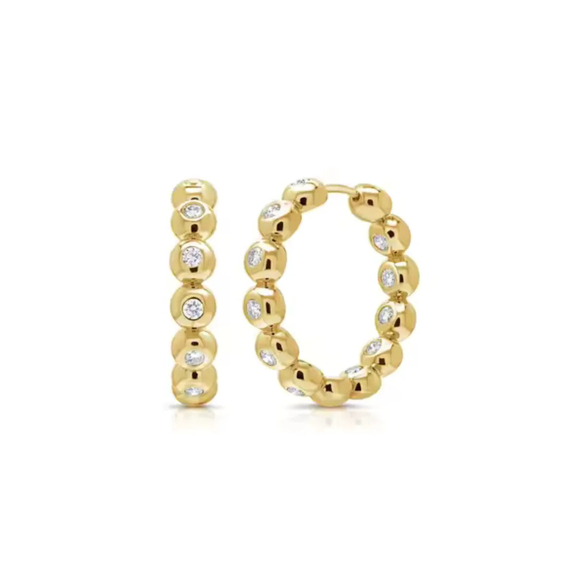 Puffy Bezel Hoop Earrings