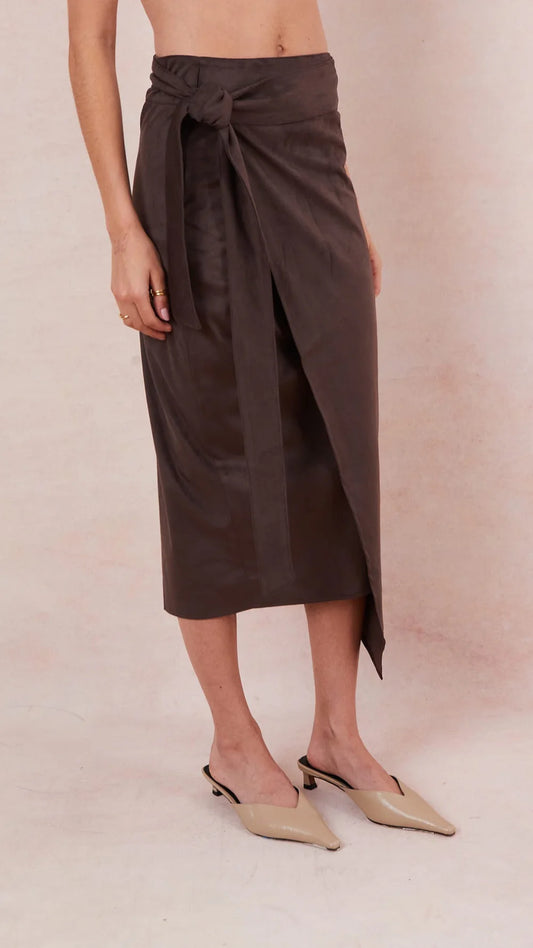 Livia Suede Wrap Skirt