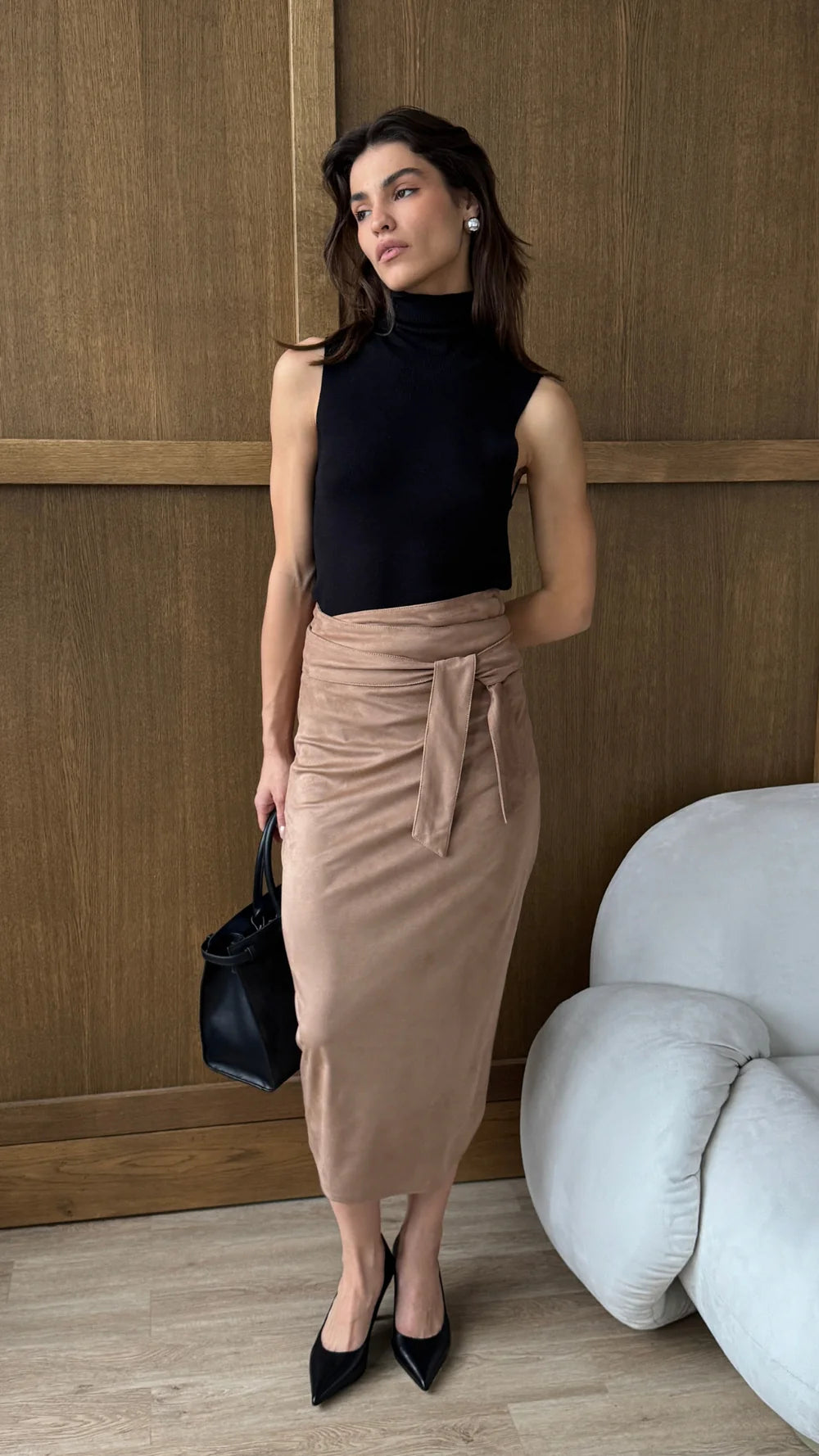 Livia Suede Wrap Skirt