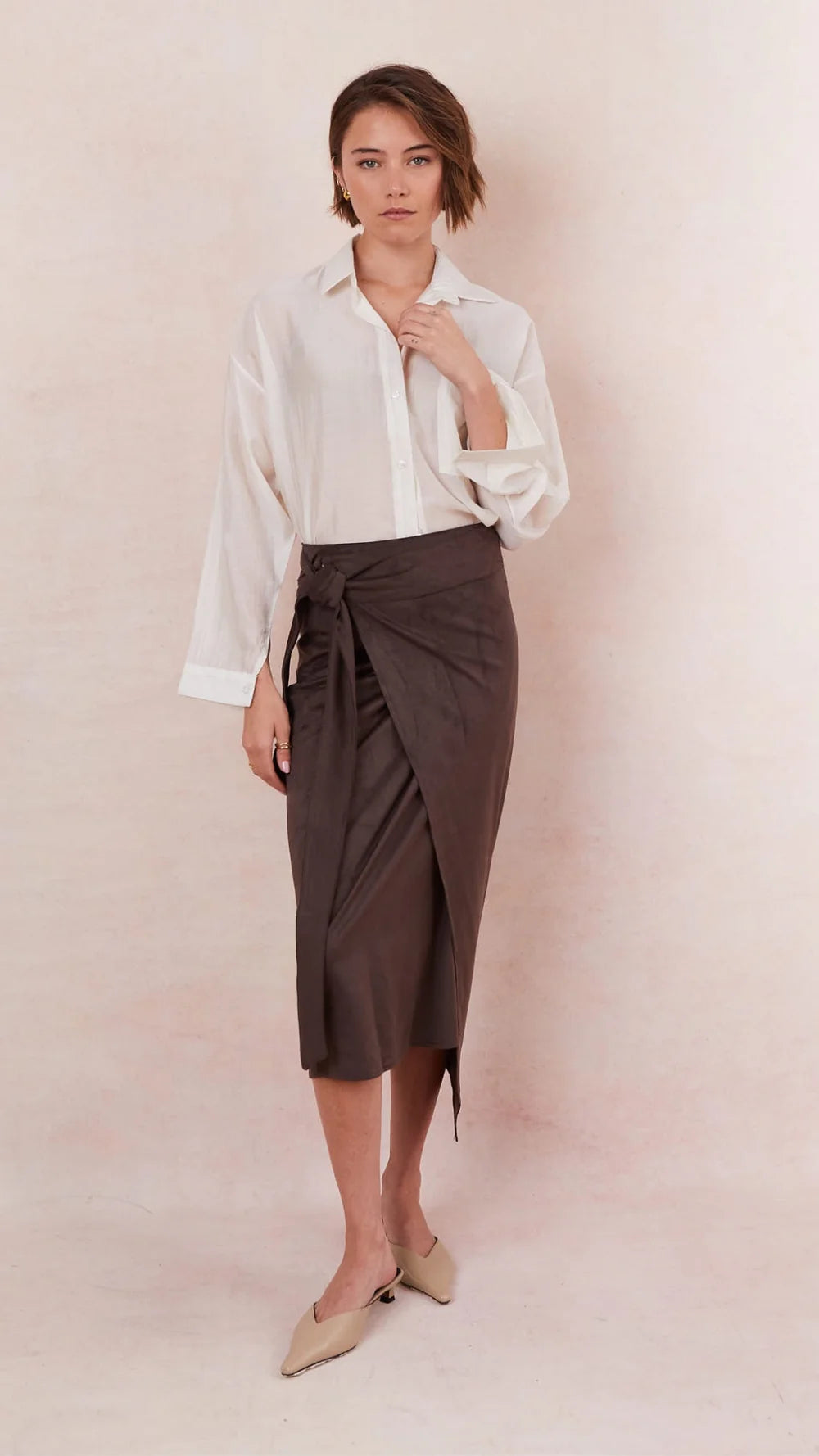Livia Suede Wrap Skirt