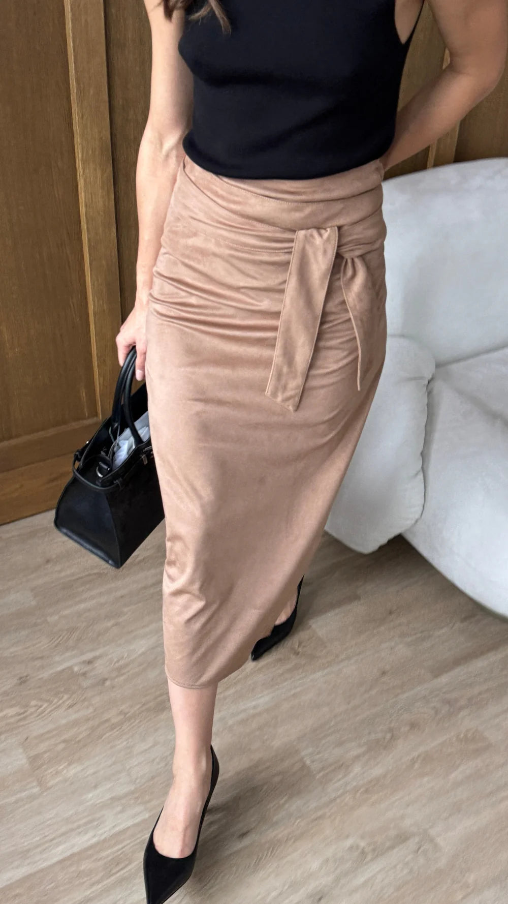 Livia Suede Wrap Skirt