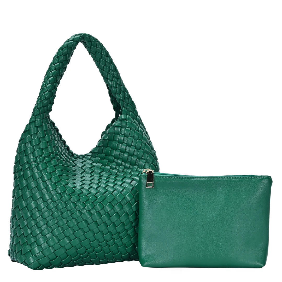 Woven Vegan Leather Tote