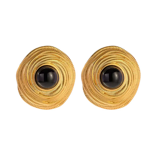 Onyx Round Earrings