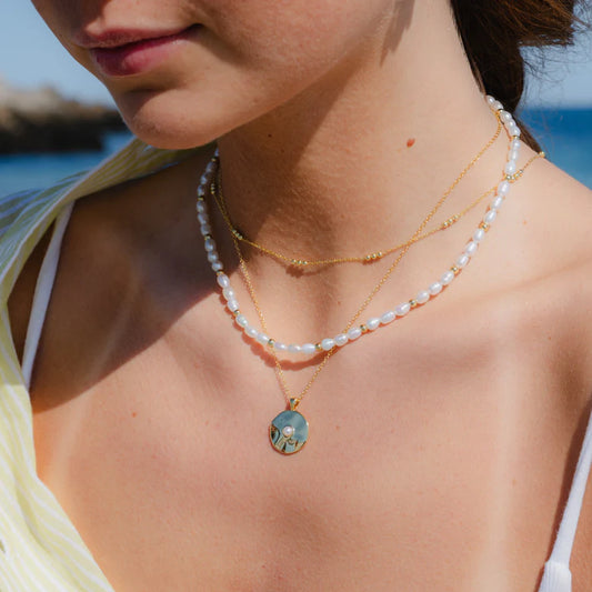 Mini Trio Gold Bead Station Necklace