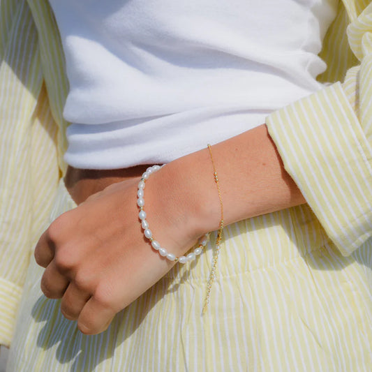Pearl Beaded Gold Bracelet