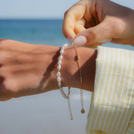 Mini Gold Bead Station Chain Bracelet