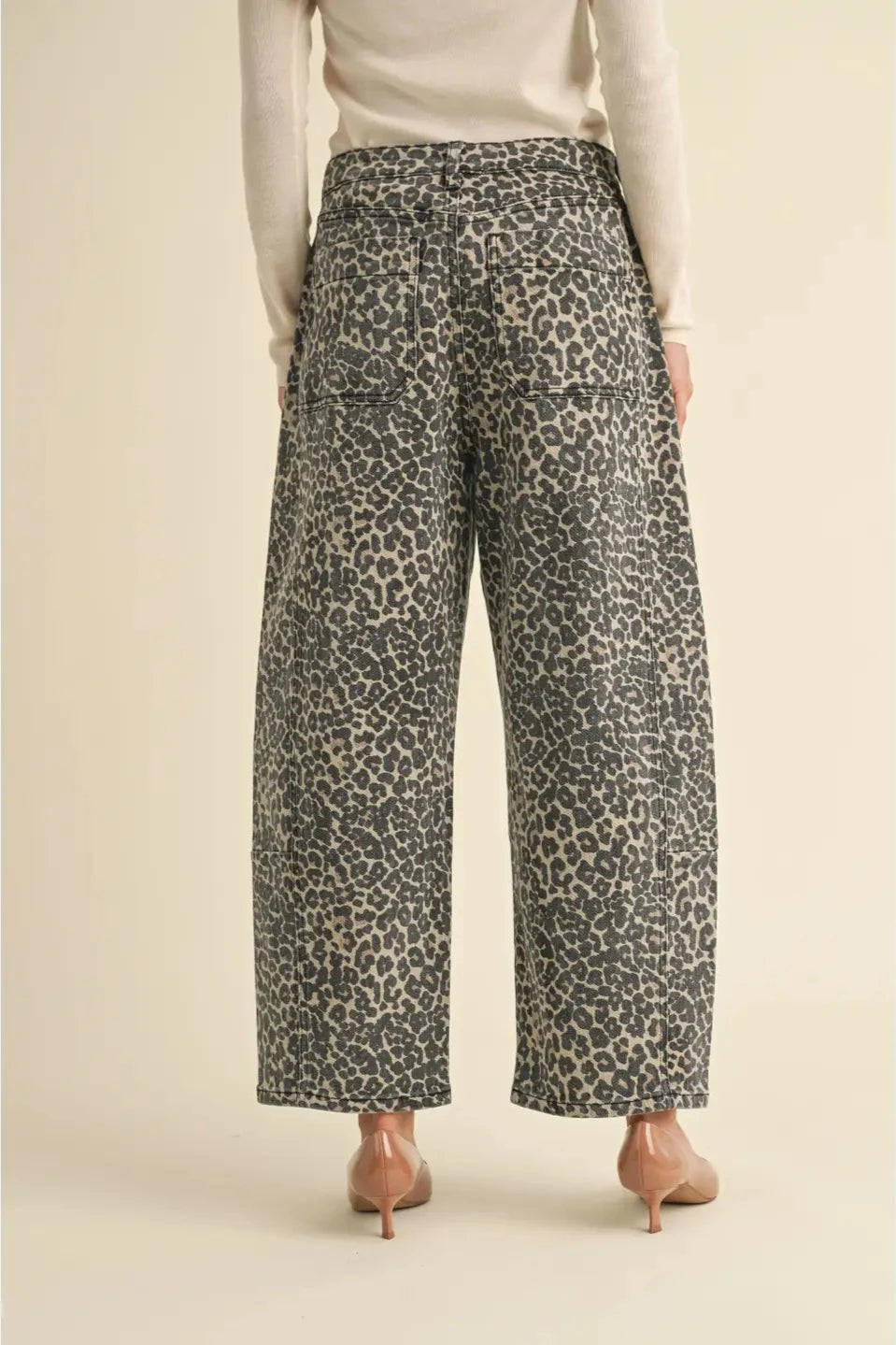 Leopard Barrel Leg Denim