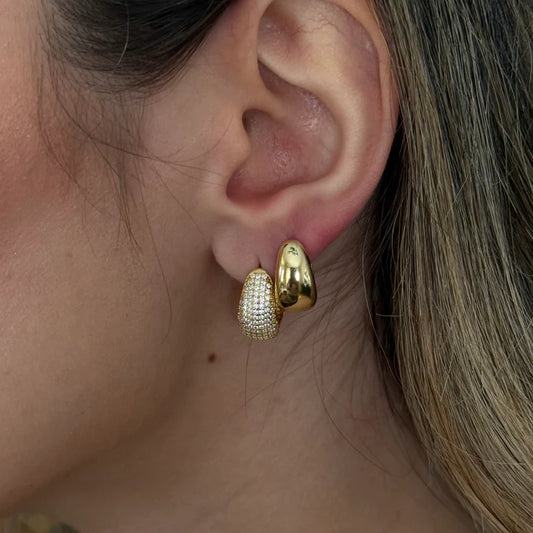 Puffy Pavé Dome Hoop Earrings
