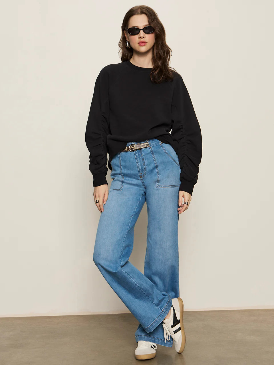 Shirred Sleeve Sweatshirt