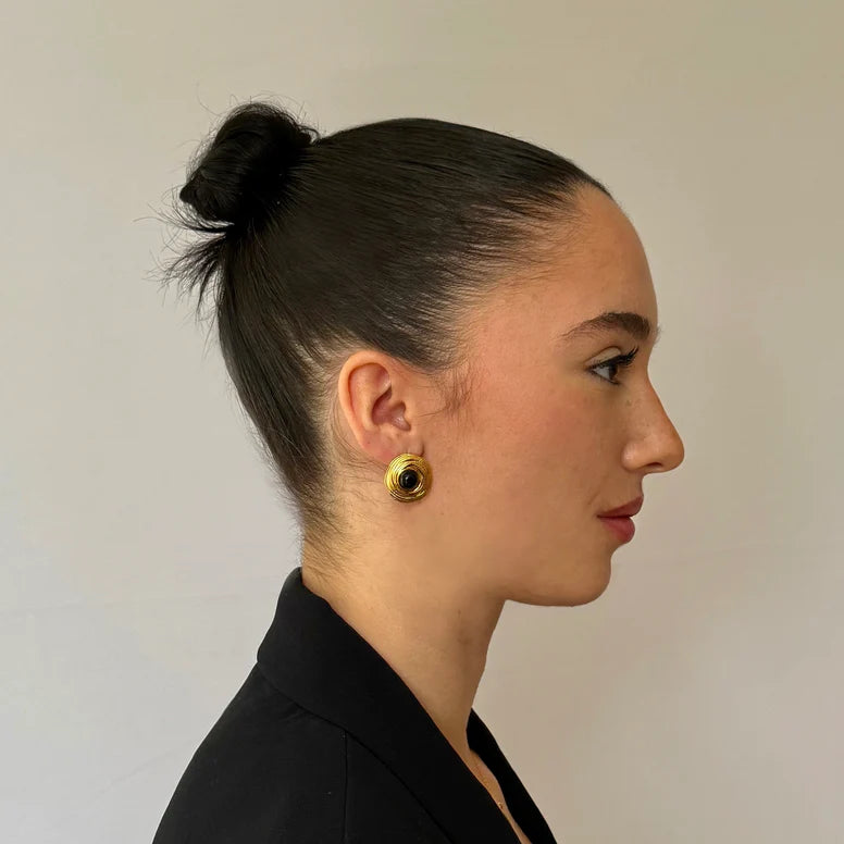 Onyx Round Earrings