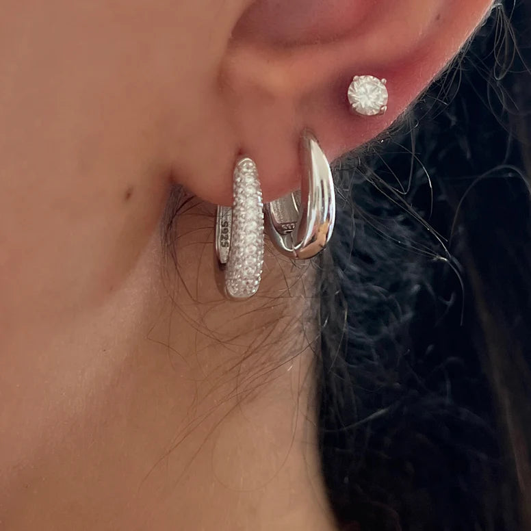 Celine Pave Dome Hoop Earrings