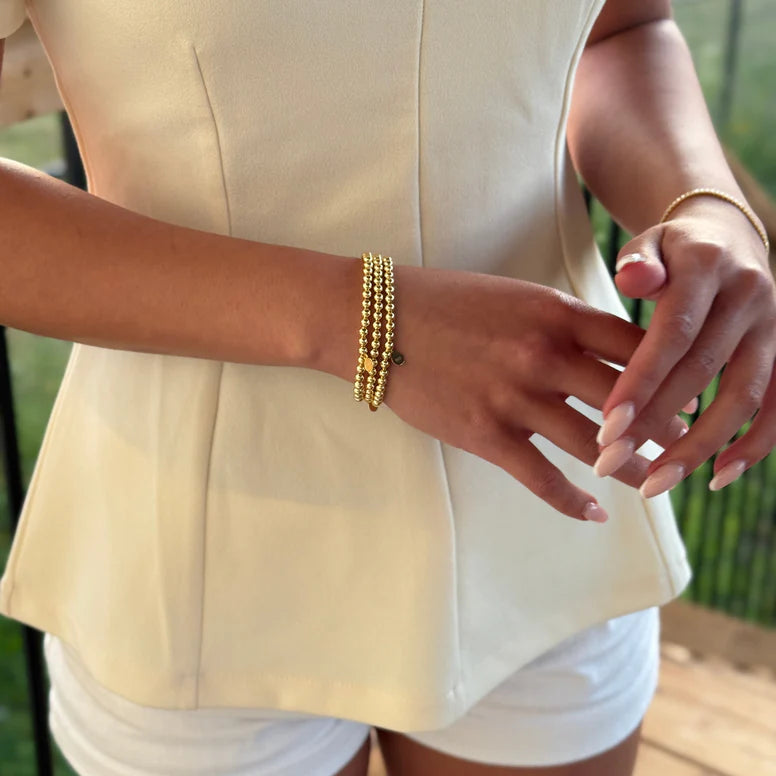 Gold Beaded Stretch Bracelet
