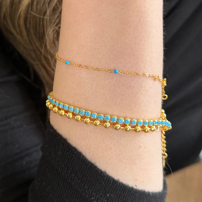 Dainty Bezel Turquoise Bracelet