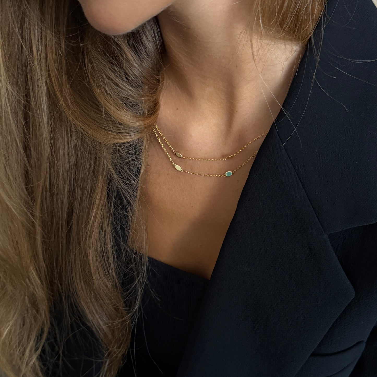 Oval Disc Station 2-Layer Necklace