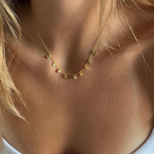Hammered Disc Station Necklace