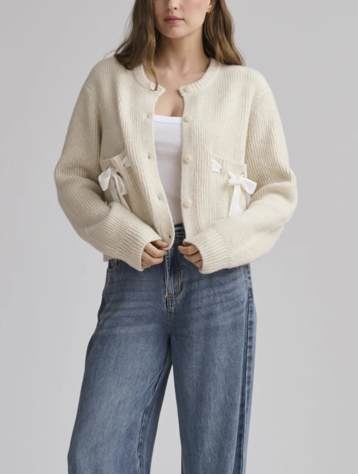 Stassi Satin Tie Cardi