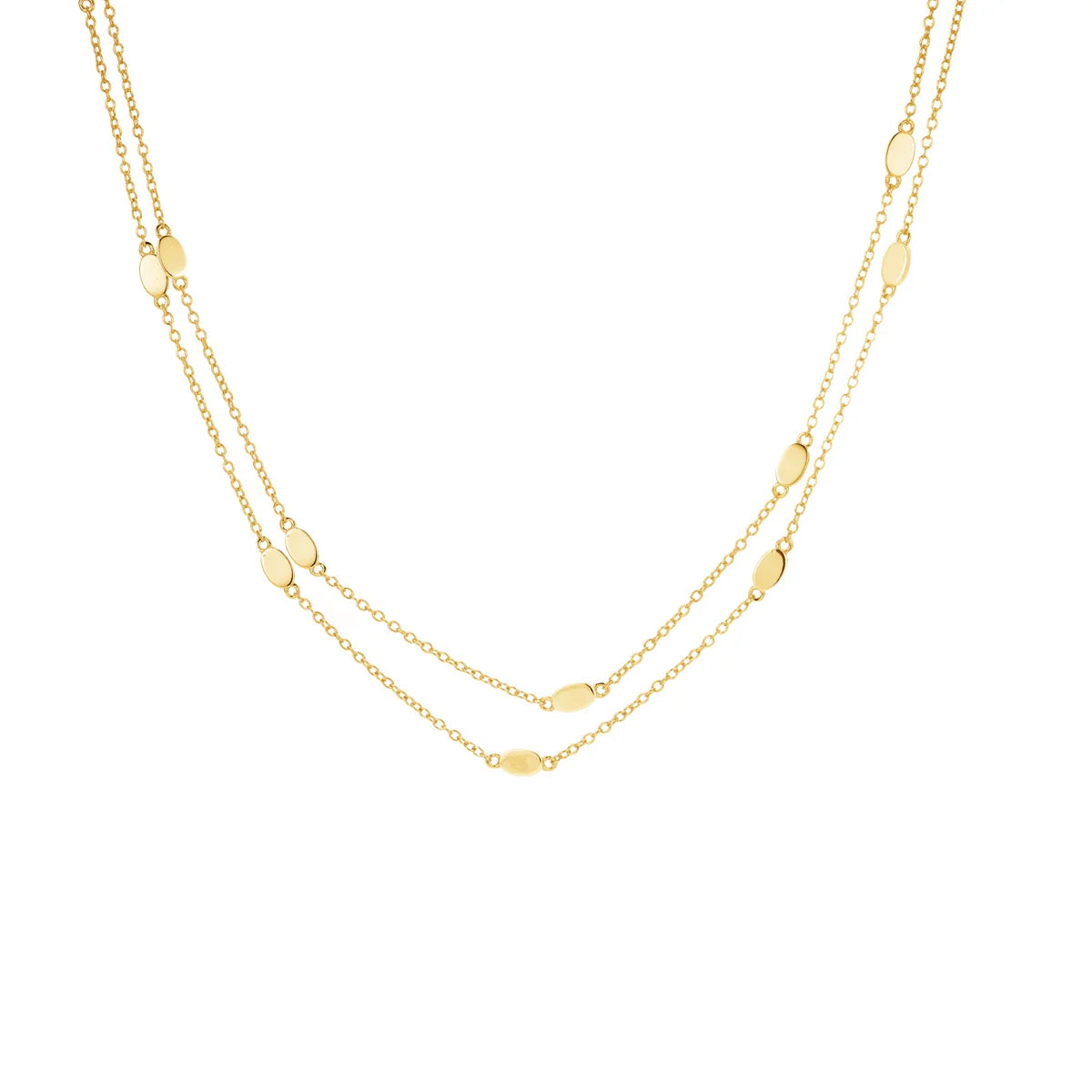 Oval Disc Station 2-Layer Necklace