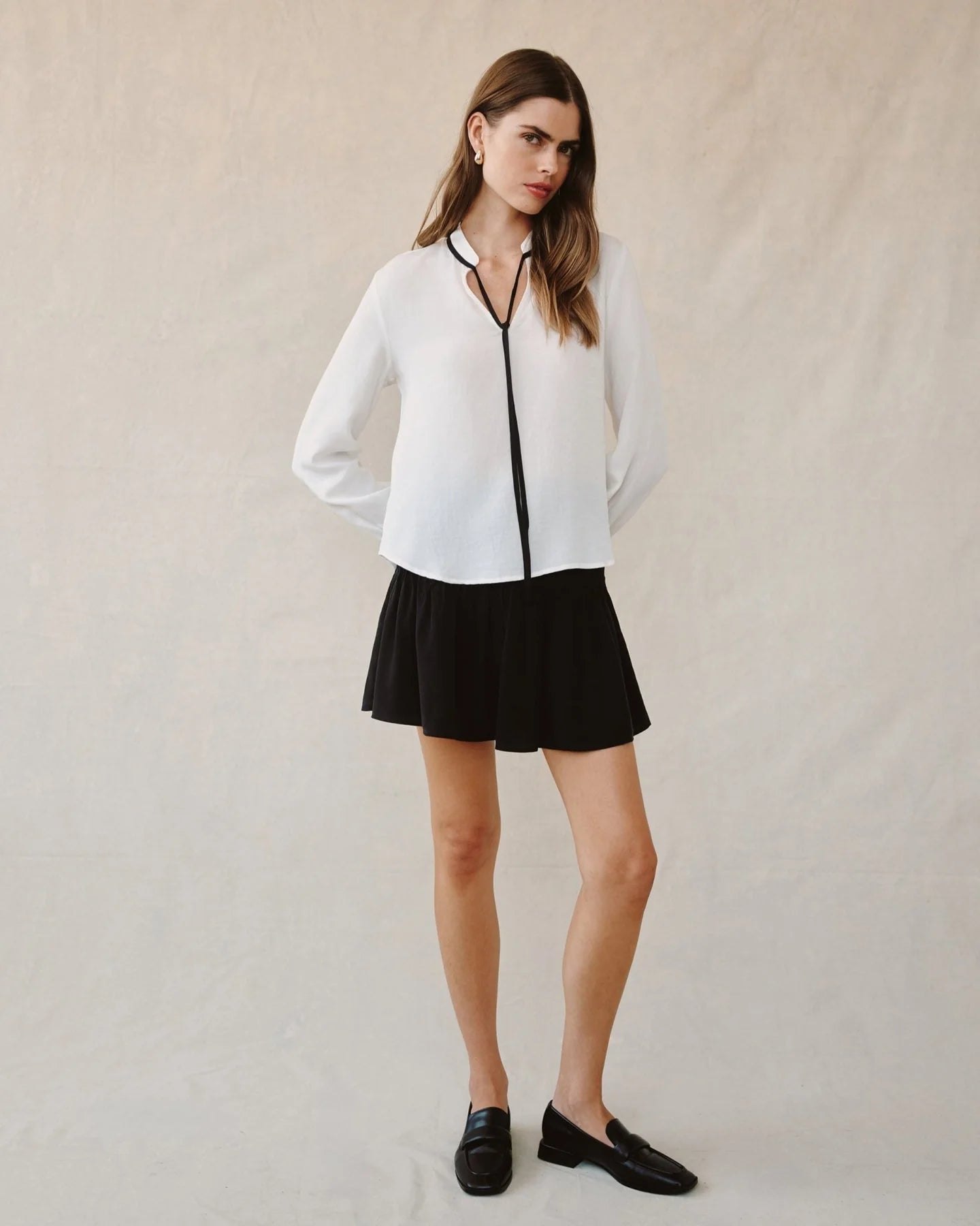 Contrast Trim Long Sleeve Pullover