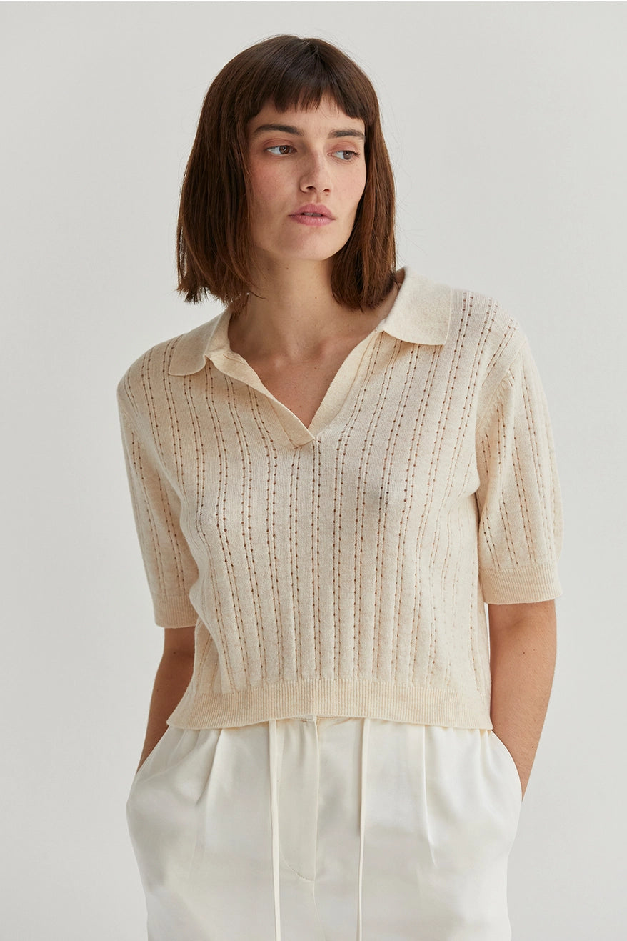 Samana Pointelle Knit Polo