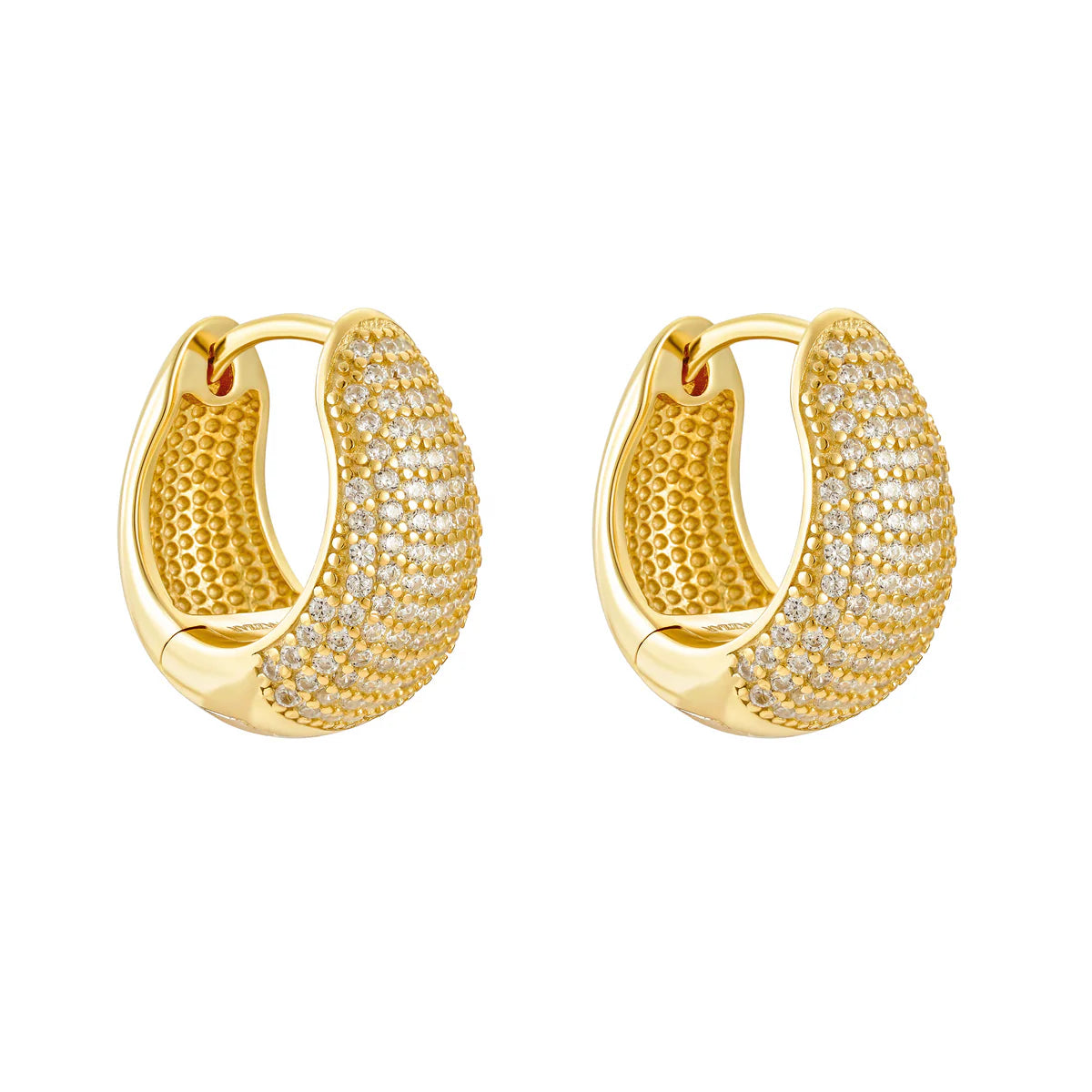 Puffy Pavé Dome Hoop Earrings