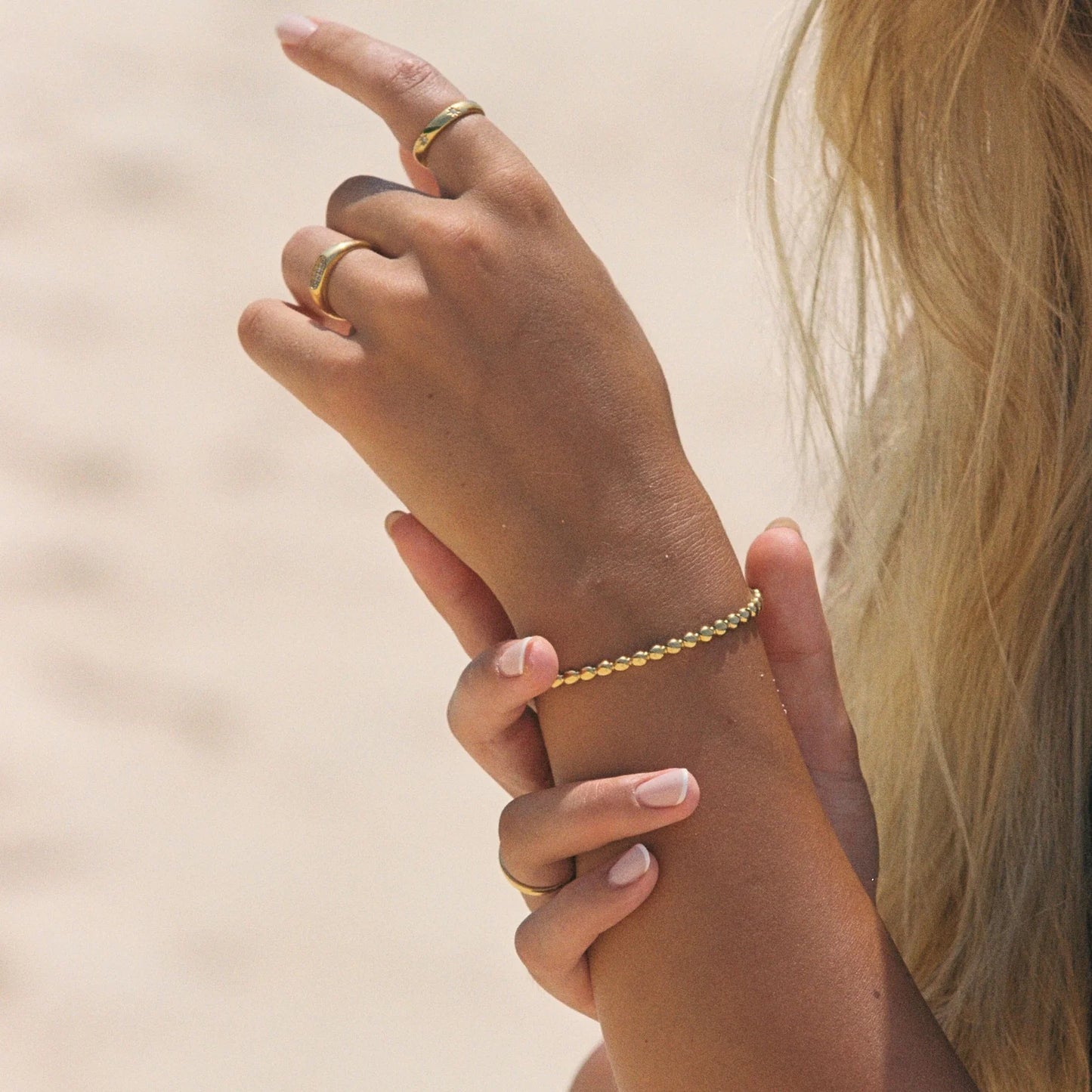 Gold Beaded Stretch Bracelet