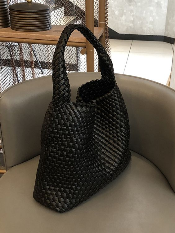 Woven Vegan Leather Tote