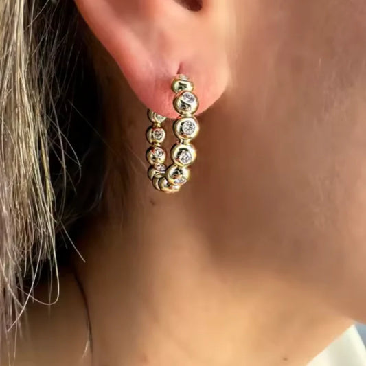 Puffy Bezel Hoop Earrings